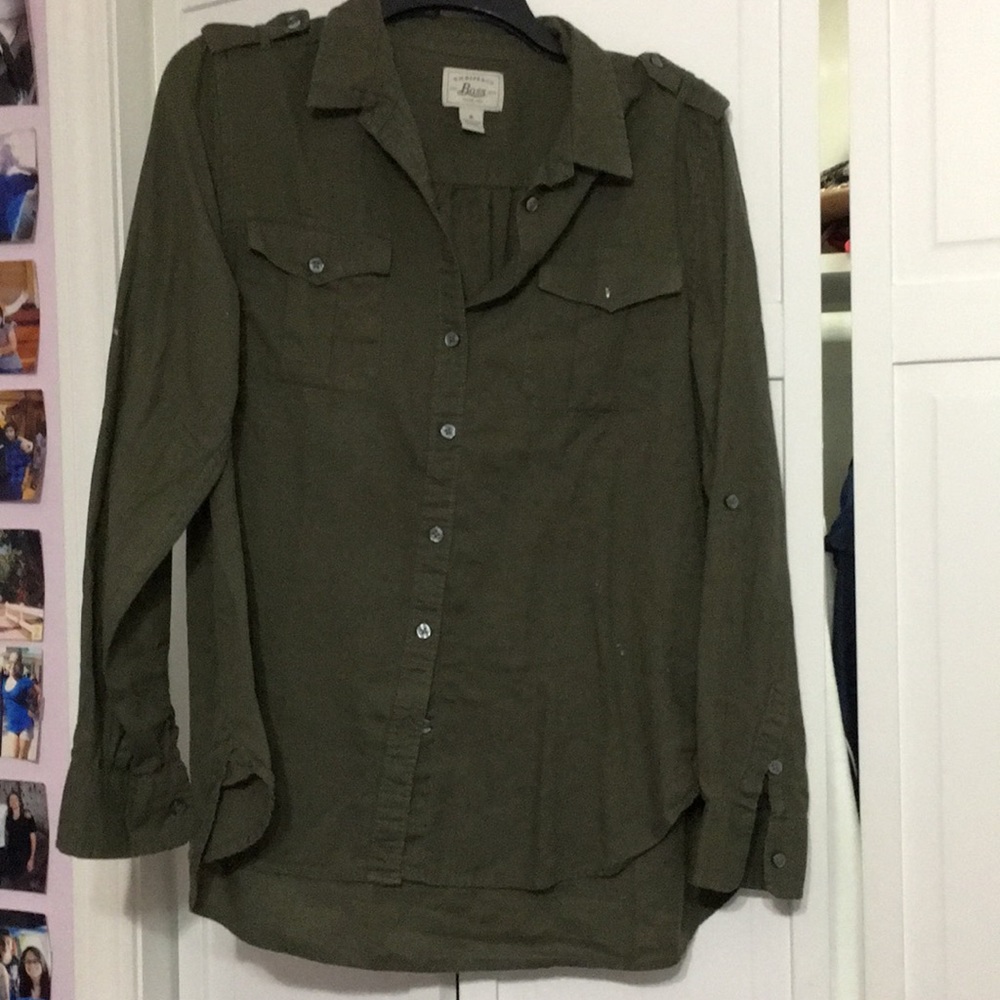 Army green button up